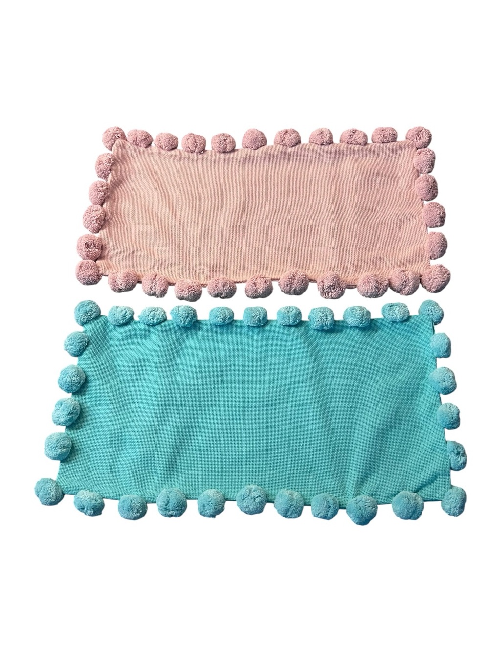 Pottery Barn Teen Set of 2 Pom-Pom Pillow Covers in Pink and Aqua NWT
